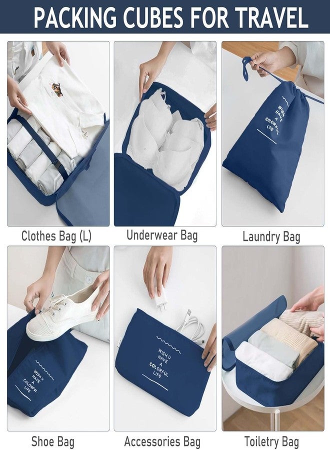 STESHWK 7 Set Packing Cubes Luggage Organizers With Travel Packing Cubes Toiletry kit And Undergarment Laundry Cosmetics Pouch with Shoe Bag (Navy Blue) - Image 3